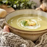 2 ingrédients suffisent pour ce velouté de poireaux, parfait en hiver et prêt pour 4 personnes