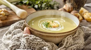 2 ingrédients suffisent pour ce velouté de poireaux, parfait en hiver et prêt pour 4 personnes